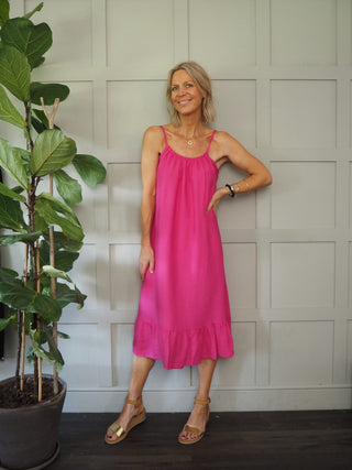 Eli Spaghetti Strap Sun Dress - Blue, Taupe, White