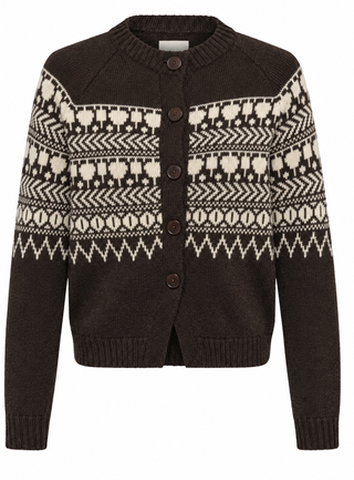 Charmaine Fair Isle Cardigan by Part Two - Mole, Oatmeal