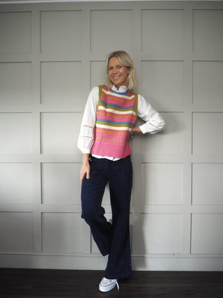 Zely Wide Leg Corduroy Trousers by Frnch - Powder Blue