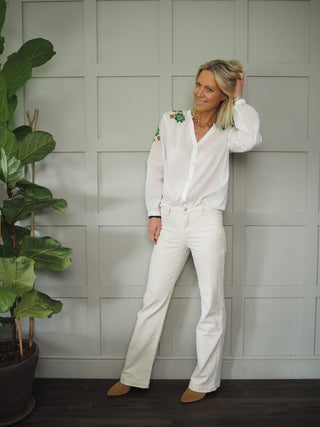 Srinagar Blouse - Ecru with Embroidered Detail