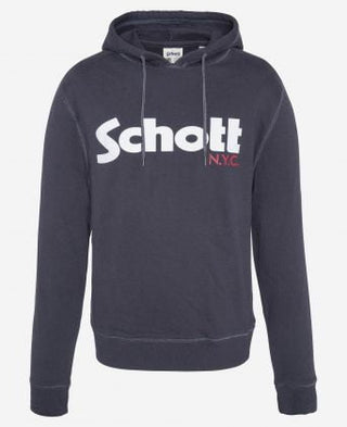 Men’s Hooded Cotton Sweatshirt by Schott - Navy Blue