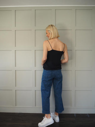 Gem Camisole with Ruffle Detail - Navy Blue