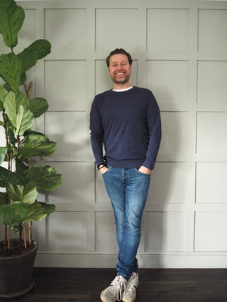 Men's Shiva Hemp Long Sleeved Top by Thinking Mu - Navy Blue