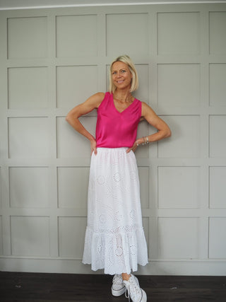 Sarah Silk Mix Vest Top - Black