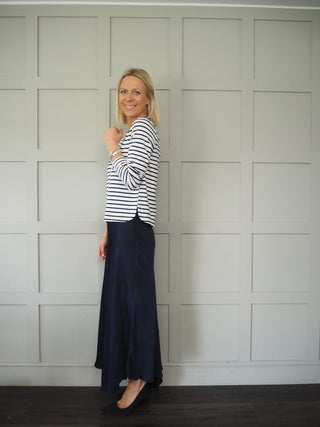 Cinnamon T-Shirt with Enamel Buttons - Red/Off White Stripes