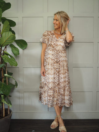 Liberty Dress - Beige, Blue, Green