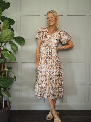 Liberty Dress - Beige, Blue, Green