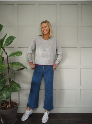 Celia Round Neck Cashmere Jumper by Brodie - Light Grey