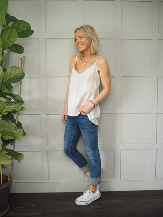 Reggie Linen Camisole Vest - Oatmeal/Gold