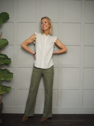 JayJay Sleeveless Blouse - Off White/Yellow