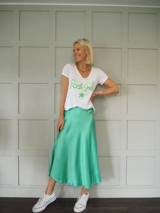 Satin Slip Skirt - Emerald