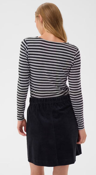 Nemajas Long Sleeve Stripe T Shirt - Ecru/Mole, Grey/Navy