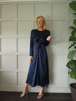 Falliella Dress with Knot Detail and Side Slits by Ottod'Ame - Black, Green and Navy Blue
