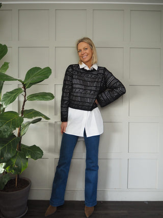 Nisha Cropped Crocheted Jumper - Cream