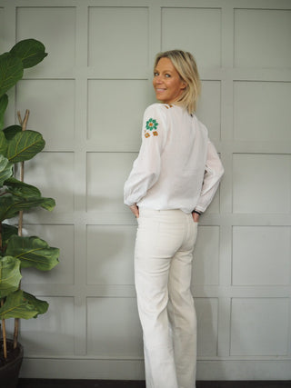 Srinagar Blouse - Ecru with Embroidered Detail