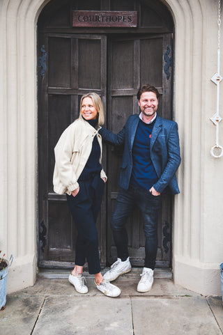 Men's Aino Dot Round Neck Cotton Jumper - Navy Blue with Logo