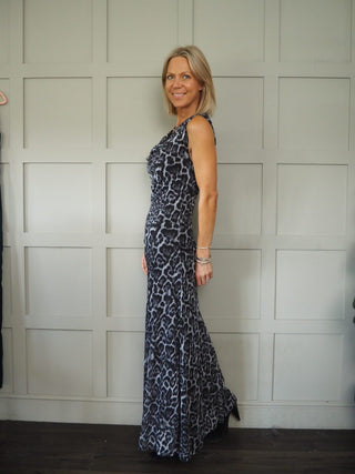 Wazi Leopard Print Dress - Camel, Grey