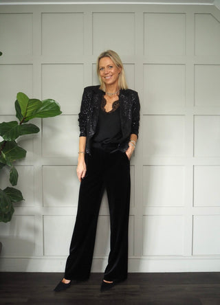 Christabel Sequin Jacket - Fully lined, No Fastenings - Black