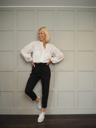 Cassie Blouse Embroidered with Fringing - Off White