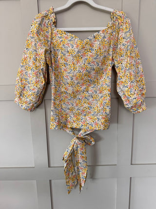 Sweetheart Short Sleeve Blouse - Red Floral