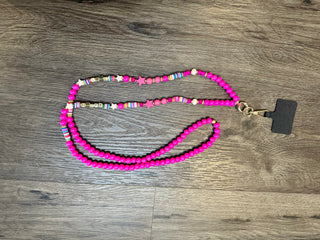 Crossbody Wooden Beaded Phone Cord - Sand