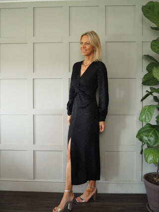 Douce Uni Silky Feel Maxi Dress by Idano - Black, Green