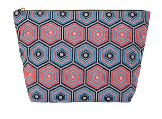 Make Up Bag Hexagonal Print - Pink/Navy