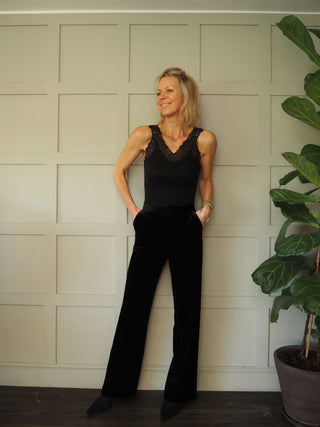 Ronnica Lace Trim Vest - Black, Ivory