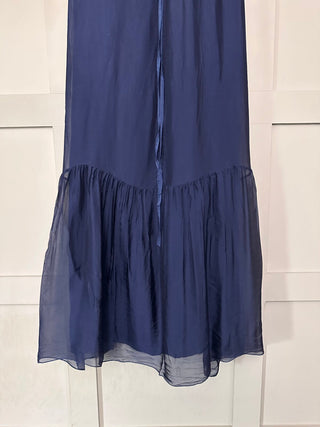 Wendi Silk Mix Sun Dress by Frnch - Navy Blue