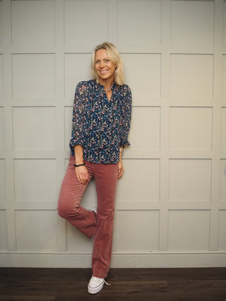 Marceo Boot Cut Corduroy Trousers - Ecru