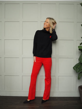 Elenice BootCut Trousers by Emme - Navy Blue, Red
