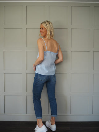 Virginia Camisole Top - Blue/White Gingham Seersucker