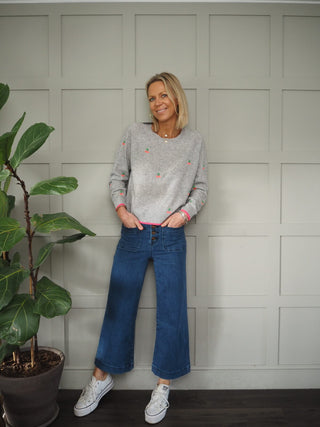 Celia Round Neck Cashmere Jumper by Brodie - Light Grey