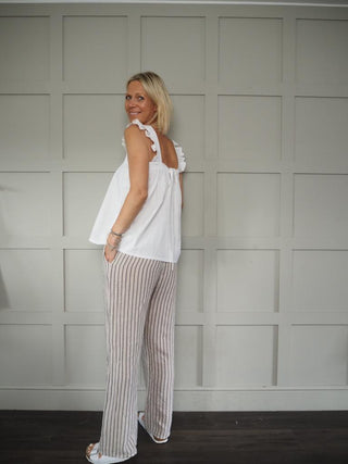 Cressida 'Dotted' Vest Top with Ruffle Detail - White