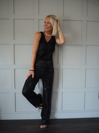 Festival Party Wide Leg Sequin Trousers - Green