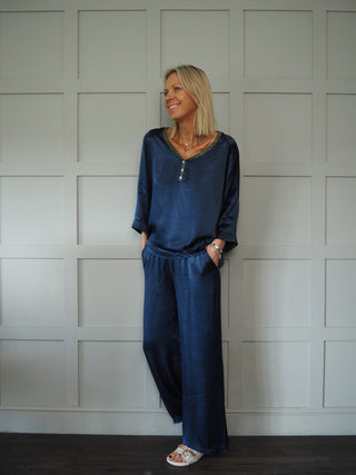 Glitterati V-Neck Top - Black, Champagne, Navy Blue