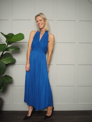 Marilyn Halterneck Dress - Bright Blue