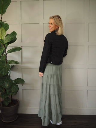 Indigo Lightweight Cotton Jacket with Button Fastening &amp; Pockets -  Black