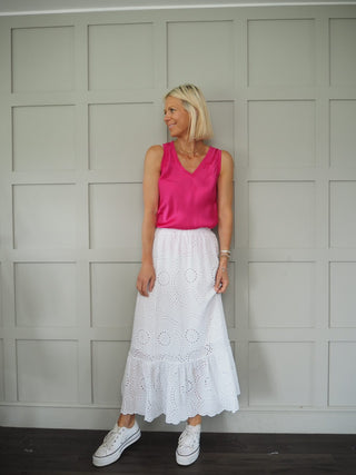 Sarah Silk Mix Vest Top - Black