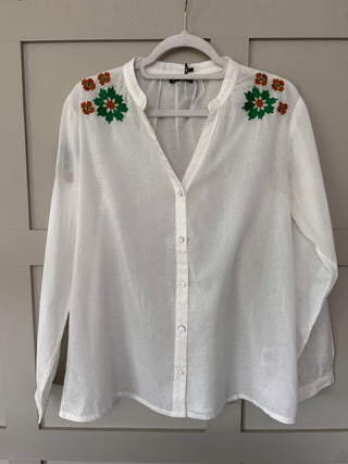 Srinagar Blouse - Ecru with Embroidered Detail