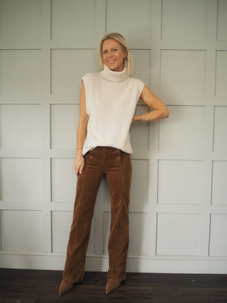 Paula Baby Boot Cut Corduroy Trousers - Camel