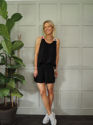 Alpe Vest Top &amp; Shorts Set - Black, Khaki