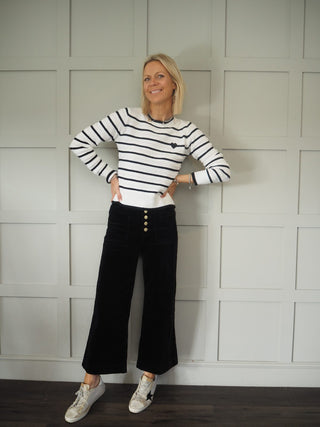 Atlanta Wide Leg, Cropped, Mid-Rise Corduroy Trousers - Camel