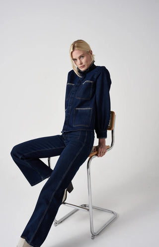 Mabel Patched Pocket Wide Leg Jeans by Seventy Mochi - Dark Vintage, Peony Pink, Vintage Americana