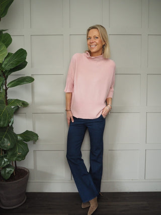 Briar Boot Cut Denim Look Trousers, with Stretch - Blue