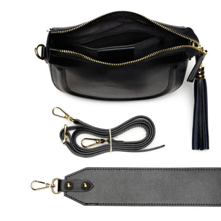 Mooni Crescent Shaped Leather Bag - Sky Blue