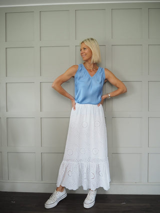 Sarah Silk Mix Vest Top - Black