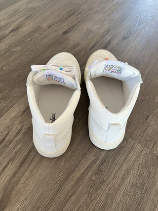 Merkel Leather High Top Trainers with Detachable Beads - White