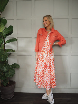 Indigo Lightweight Cotton Jacket with Button Fastening &amp; Pockets -  Black