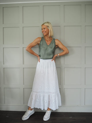 Sarah Silk Mix Vest Top - Black